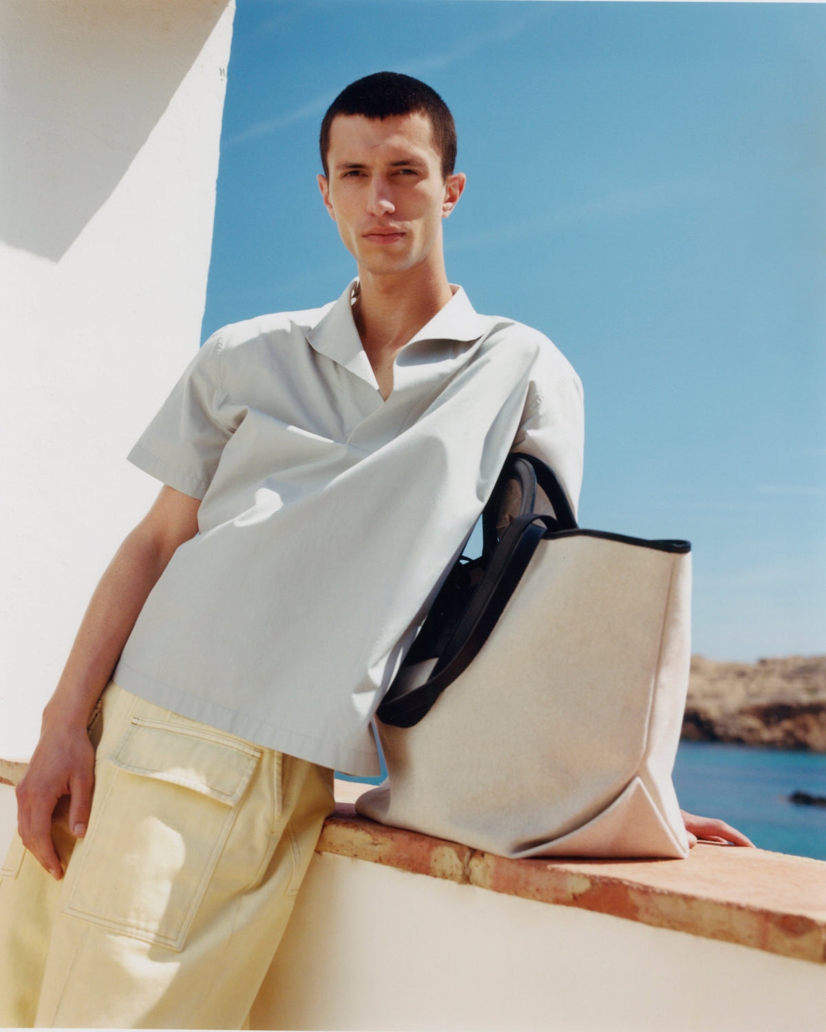 CALA L - Leather-trimmed Canvas Tote Bag | Hereu Women|Men