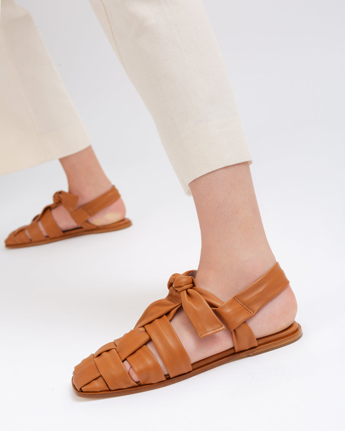 BENA - Interwoven Knotted T-bar Sandal | Hereu Women