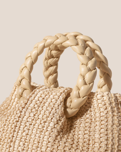 BOMBON M RAFFIA - Medium Plaited-handle Raffia Handbag | Hereu Women