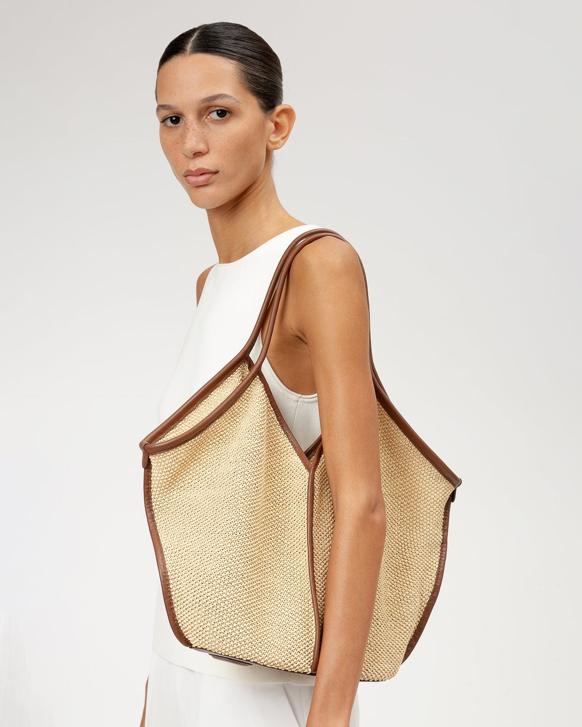CALELLA SOFT RAFFIA - Leather-trimmed Tote Bag | Hereu Men|Women