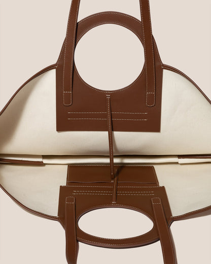 CALA S - Leather-trimmed Canvas Tote Bag | Hereu Women|Men