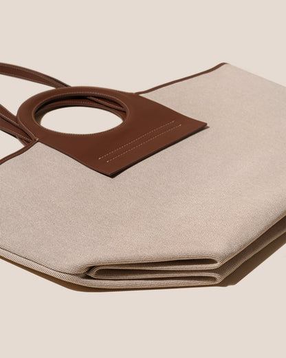 CALA S - Leather-trimmed Canvas Tote Bag | Hereu Women|Men