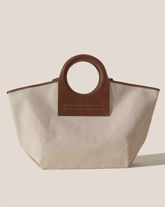 CALA L - Leather-trimmed Canvas Tote Bag | Hereu Women|Men