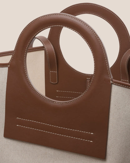 CALA L - Leather-trimmed Canvas Tote Bag | Hereu Women|Men