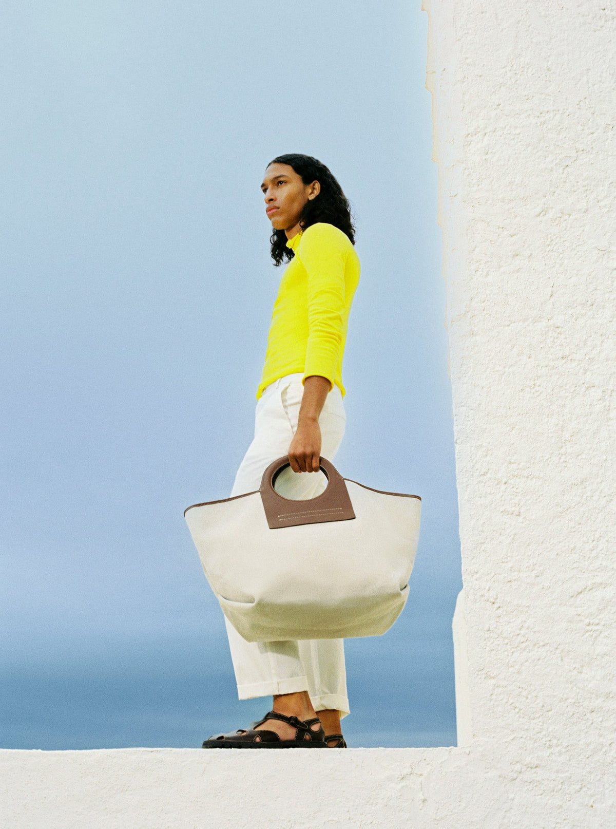 CALA L - Leather-trimmed Canvas Tote Bag | Hereu Women|Men