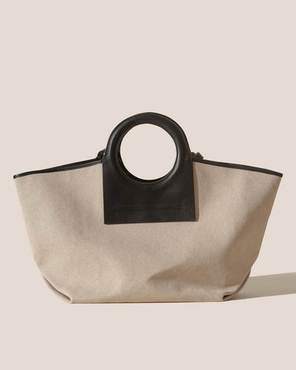 CALA L - Leather-trimmed Canvas Tote Bag | Hereu Women|Men