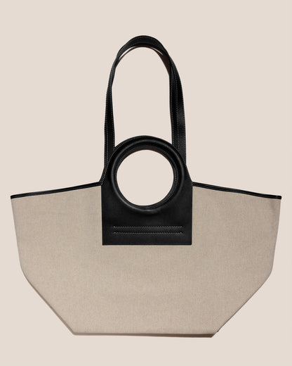 CALA L - Leather-trimmed Canvas Tote Bag | Hereu Women|Men