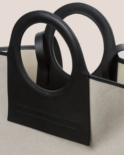 CALA L - Leather-trimmed Canvas Tote Bag | Hereu Women|Men
