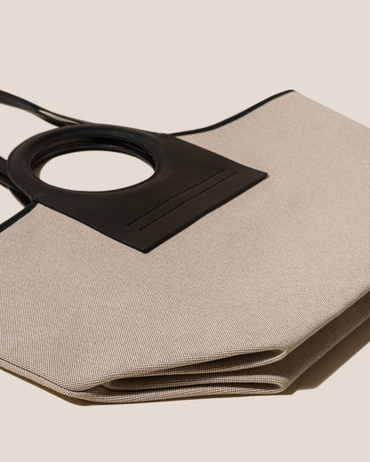 CALA S - Leather-trimmed Canvas Tote Bag | Hereu Women|Men