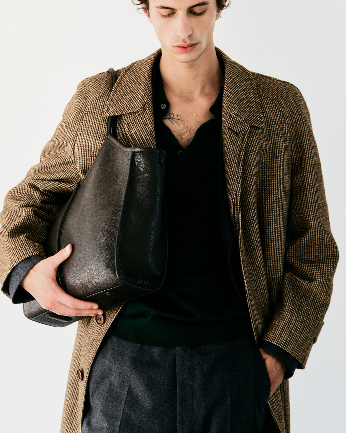 CALELLA SQUARED MEDIUM GRAINY - Leather-trimmed Tote Bag | Hereu Women|Men