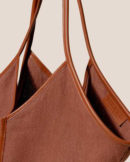 CALELLA SOFT LINEN - Leather-trimmed Tote Bag | Hereu Women|Men