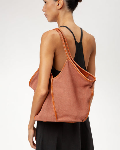 CALELLA SOFT LINEN - Leather-trimmed Tote Bag | Hereu Women|Men