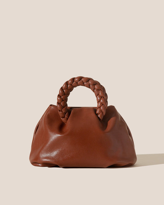 BOMBON M SUPPLE SHINY - Medium Plaited-handle Leather Handbag | Hereu Women