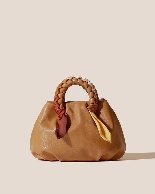 BOMBON M FOULARD - Medium Plaited-handle Leather Handbag | Hereu Women