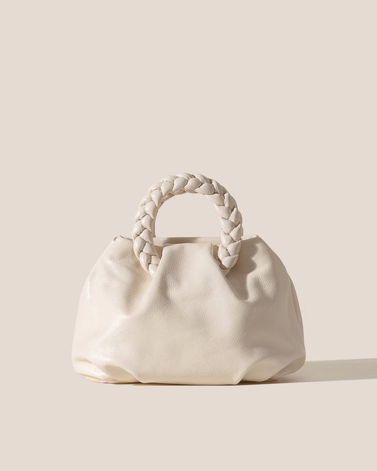 BOMBON M SUPPLE SHINY - Medium Plaited-handle Leather Handbag | Hereu Women