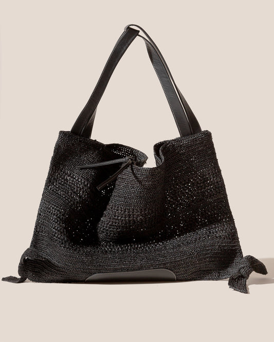 CADOR - Slouchy Crocheted Raffia Shoulder Bag | Hereu Women