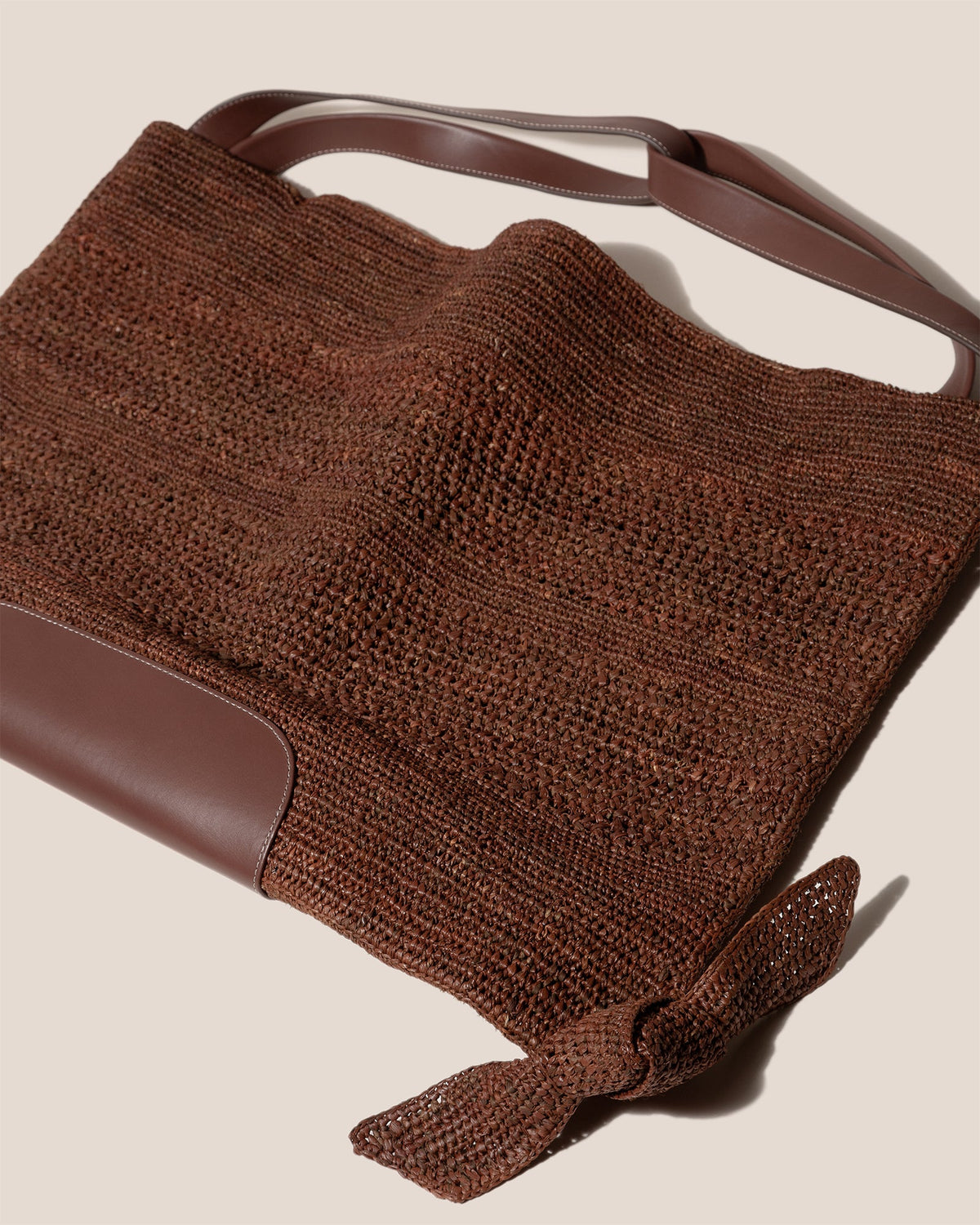 CADOR - Slouchy Crocheted Raffia Shoulder Bag | Hereu Women