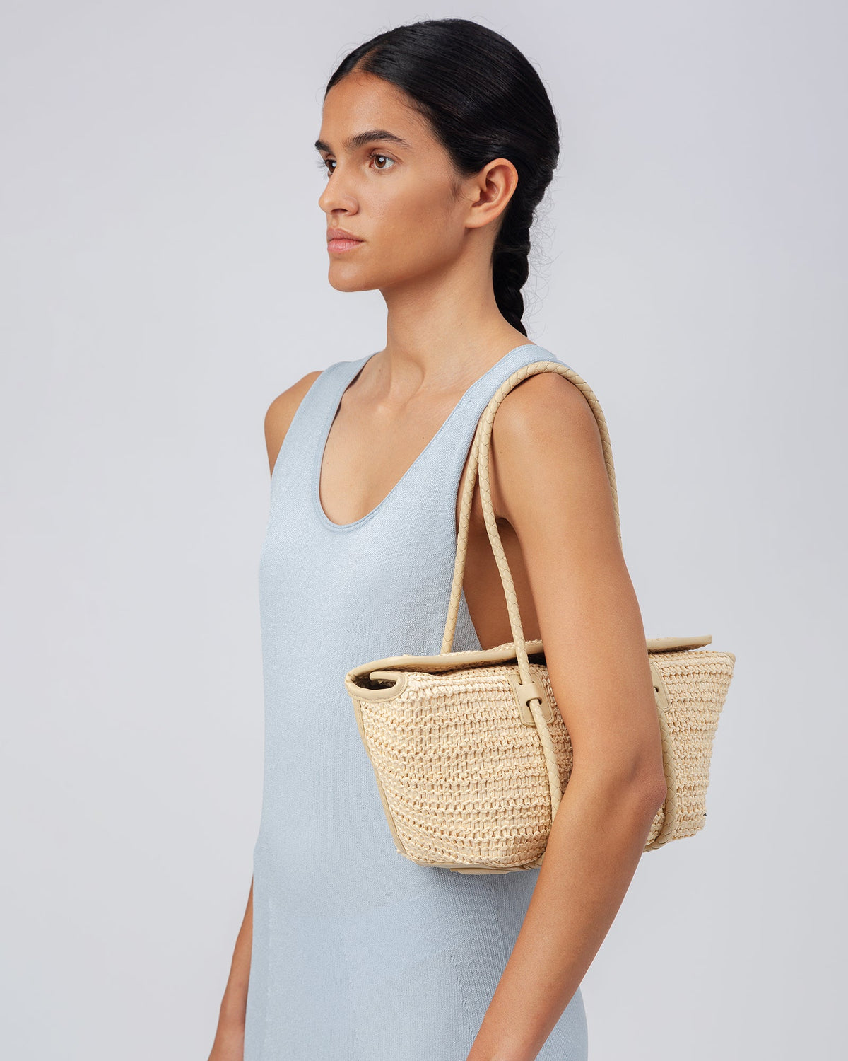 FORNA RAFFIA - Leather Framed Shoulder Bag | Hereu Women