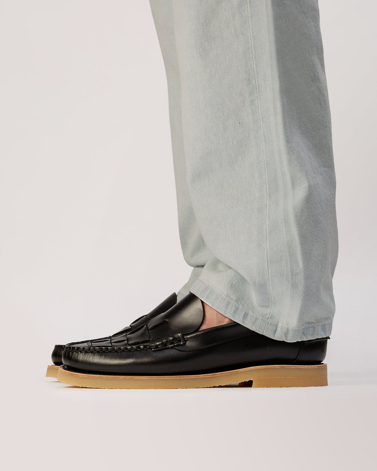NOMBELA RUBBER VEG TAN - Interwoven Detail Slip-On Loafer | Hereu Men