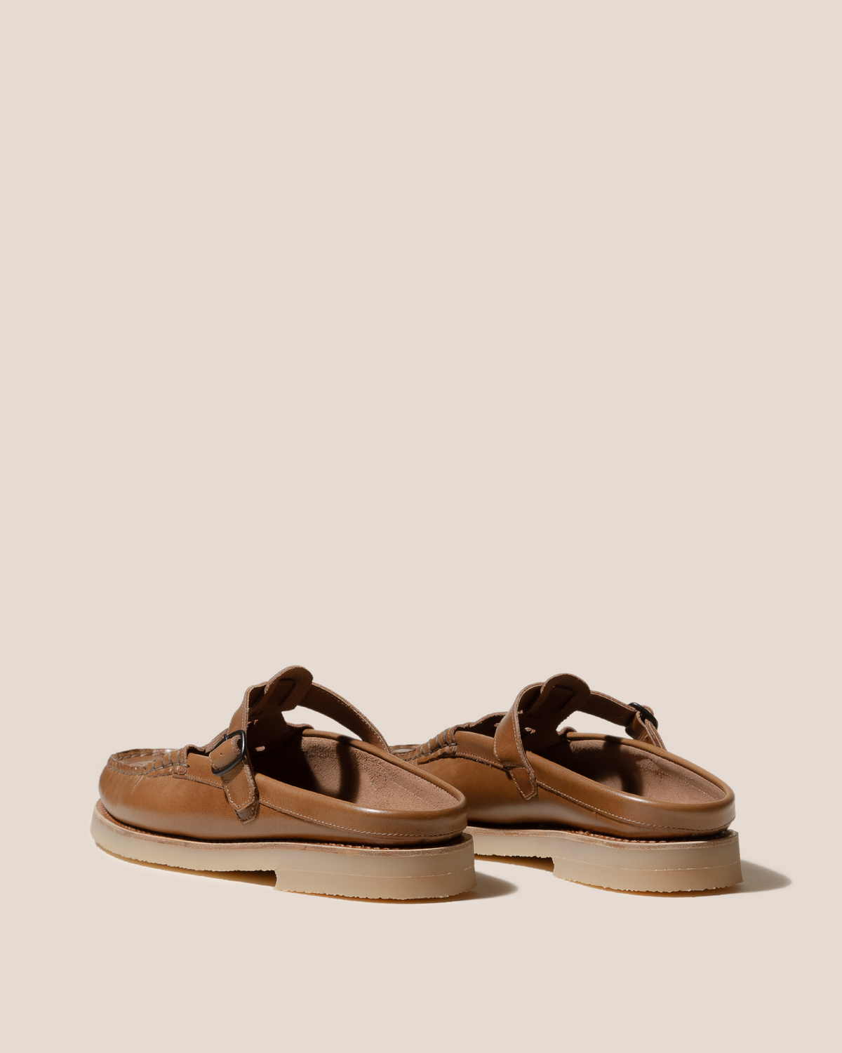 FERRIOL MULE RUBBER VEG TAN - Woven T-bar Mule Loafer | Hereu Men