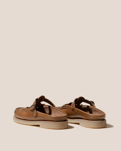 FERRIOL MULE RUBBER VEG TAN - Woven T-bar Mule Loafer | Hereu Men