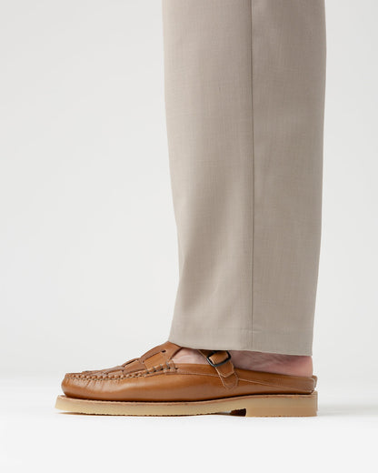 FERRIOL MULE RUBBER VEG TAN - Woven T-bar Mule Loafer | Hereu Men