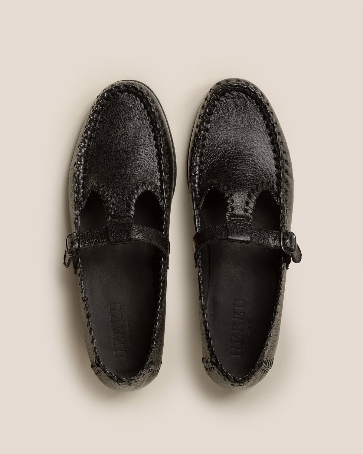 ALCOVER SUPPLE SHINY - Braided Seams T-bar Loafer | Hereu Men