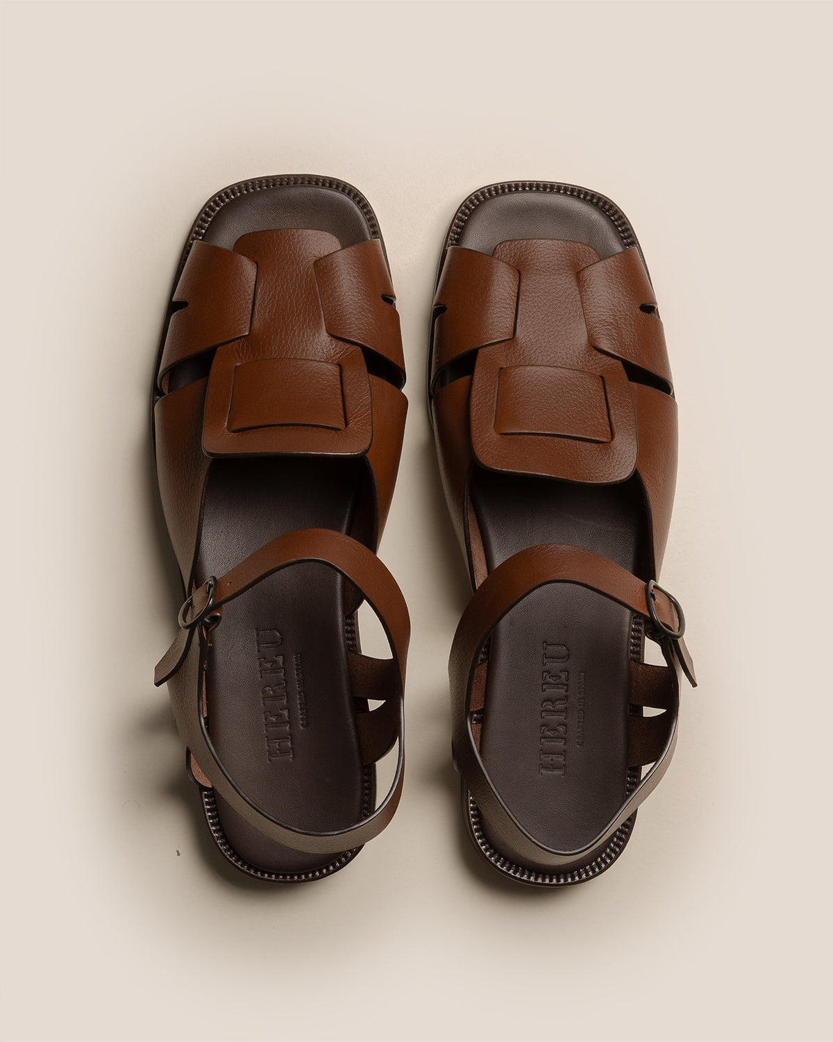 ROCA GRAINY VEG TAN - Square-toe Fisherman Sandal | Hereu Men