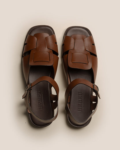 ROCA GRAINY VEG TAN - Square-toe Fisherman Sandal | Hereu Men