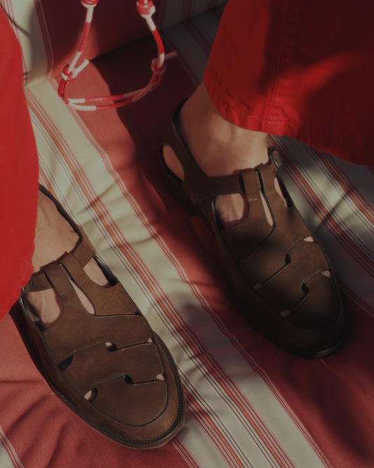 BESSO NUBUCK - Woven T-bar Sandal | Hereu Men