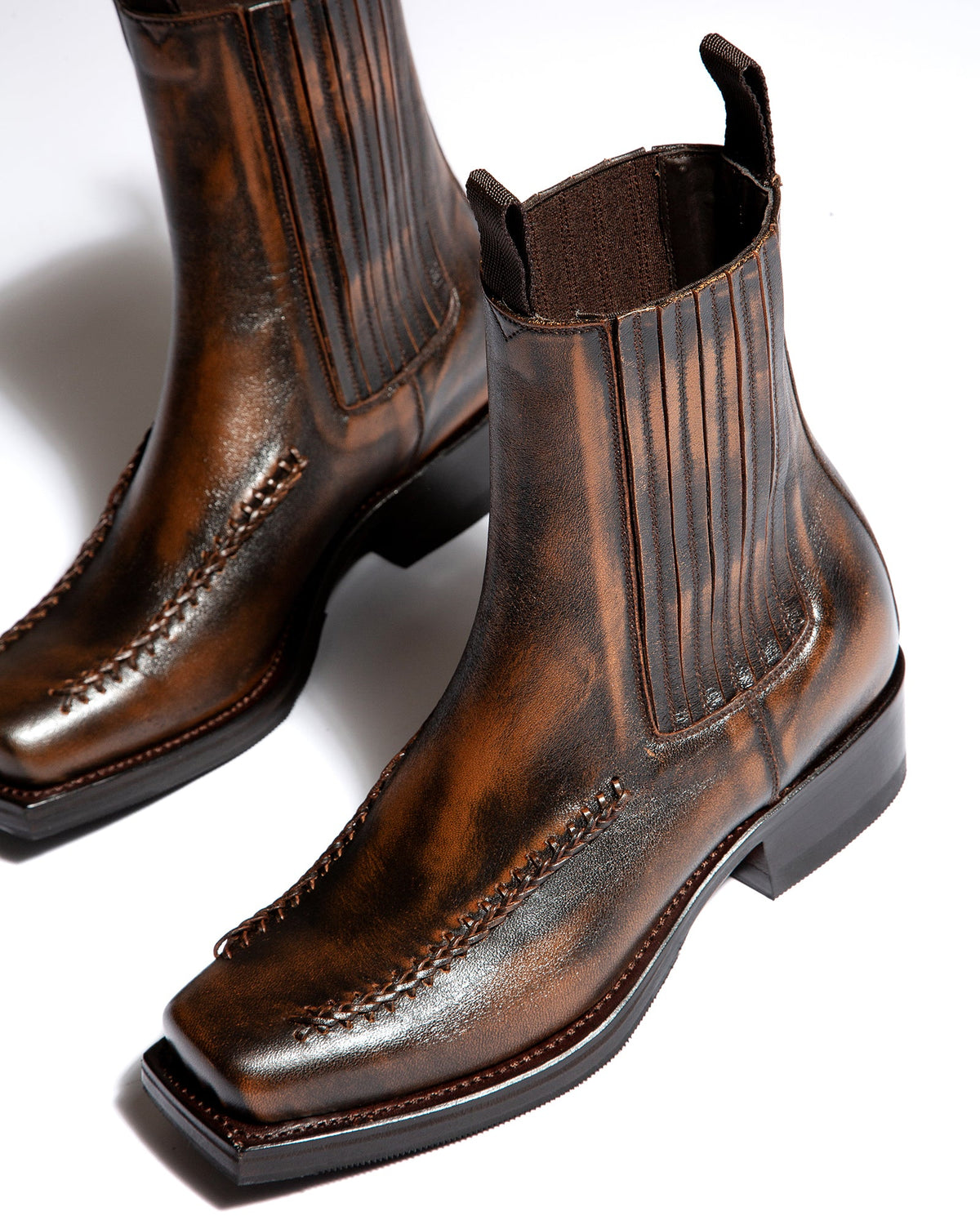 AGULLA - Square-Toe Braided Detail Chelsea Boot | Hereu Men