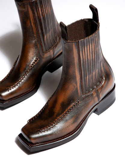 AGULLA - Square-Toe Braided Detail Chelsea Boot | Hereu Men