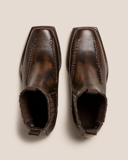 AGULLA - Square-Toe Braided Detail Chelsea Boot | Hereu Men