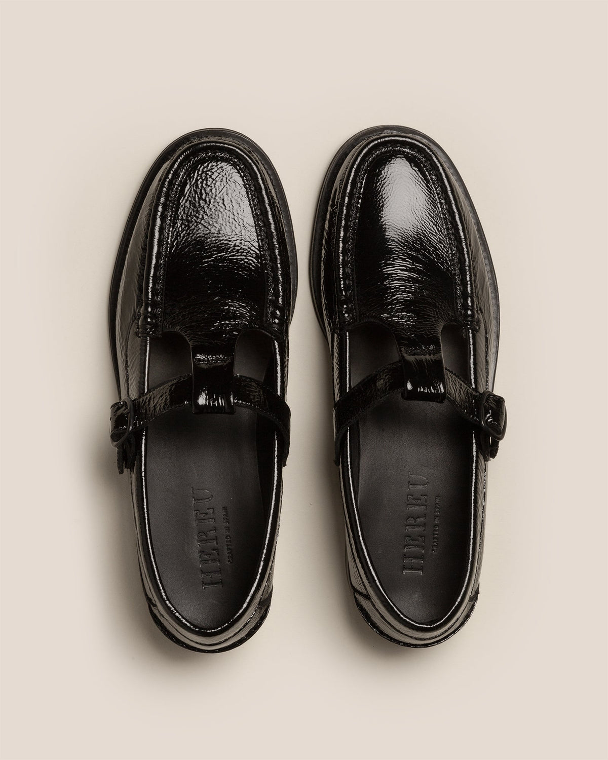 ALBER CRINKLED GLOSSY - T-bar Loafer | Hereu Women