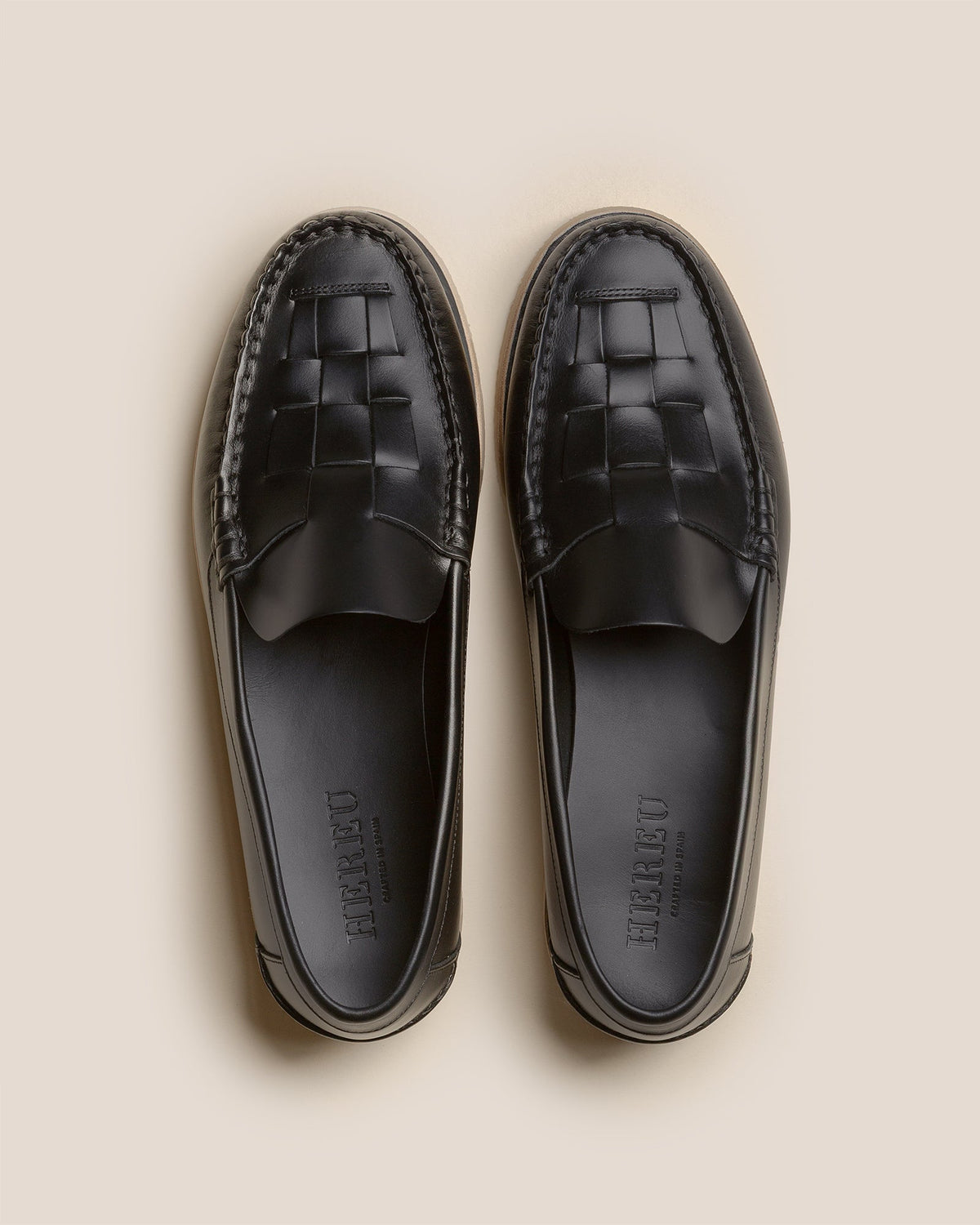 NOMBELA RUBBER VEG TAN - Interwoven Detail Slip-On Loafer | Hereu Men
